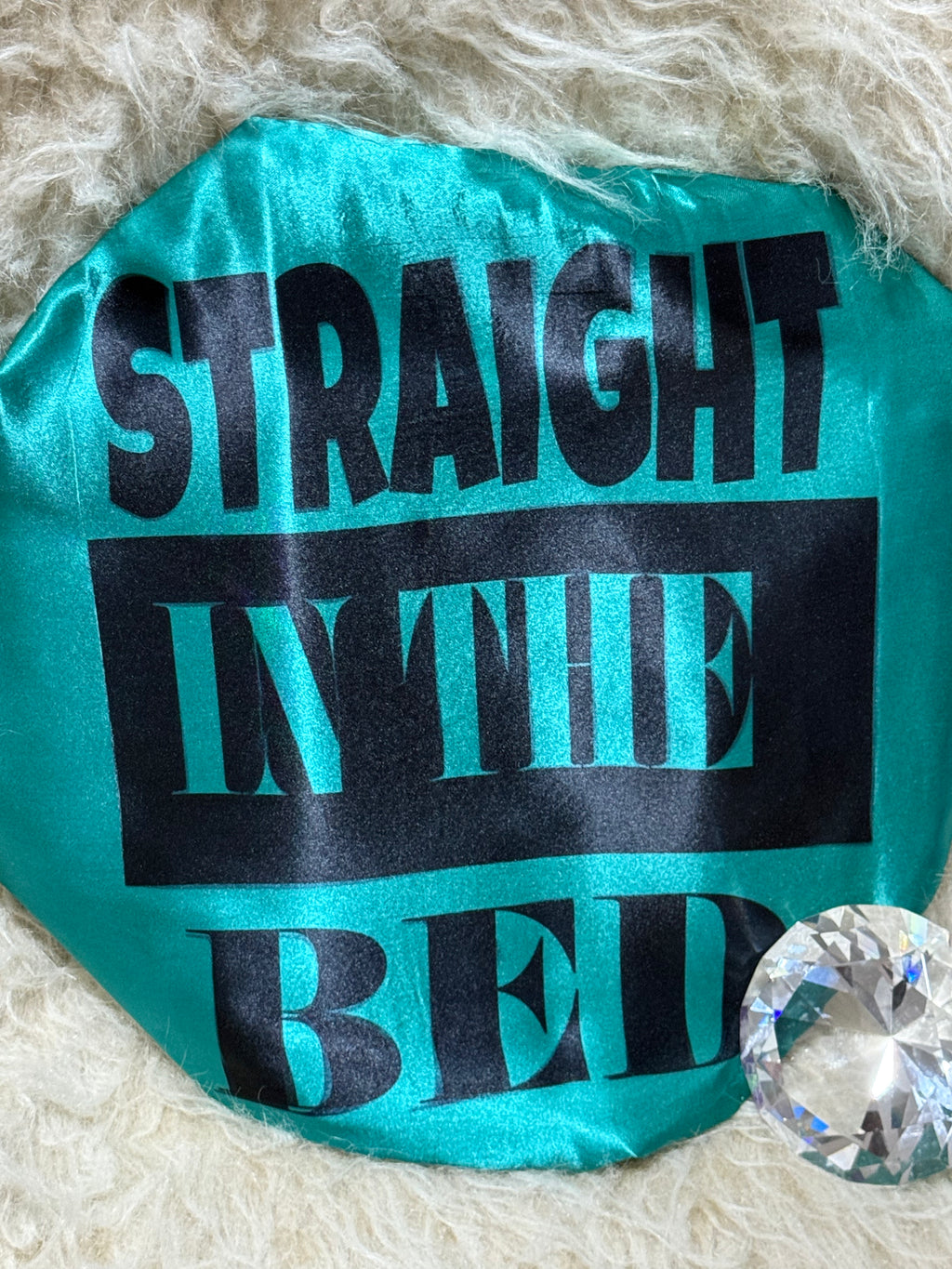 Straight in the Bed green Satin hair bonnet