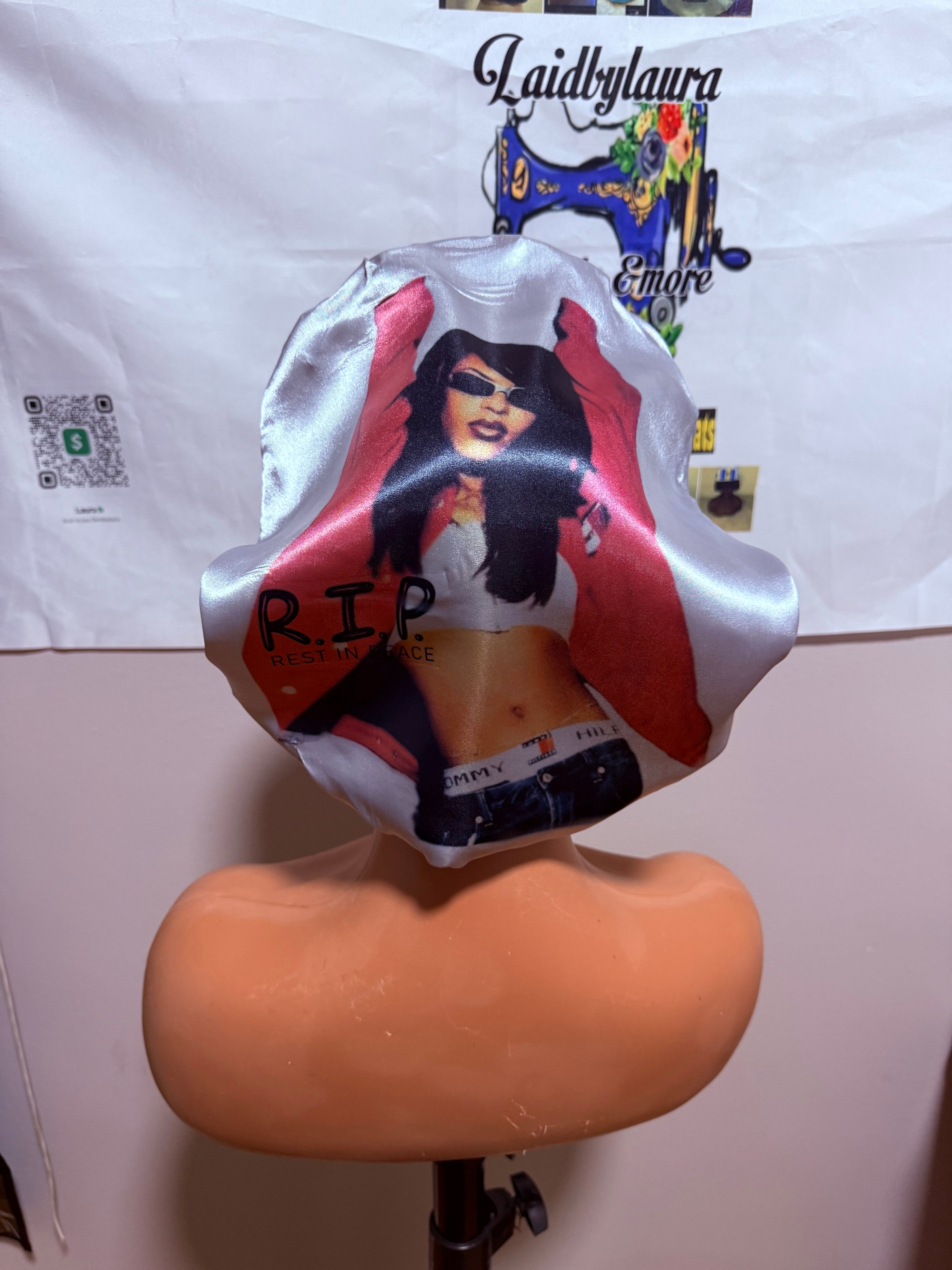 Aaliyah R.I.P sliver Hair bonnet.