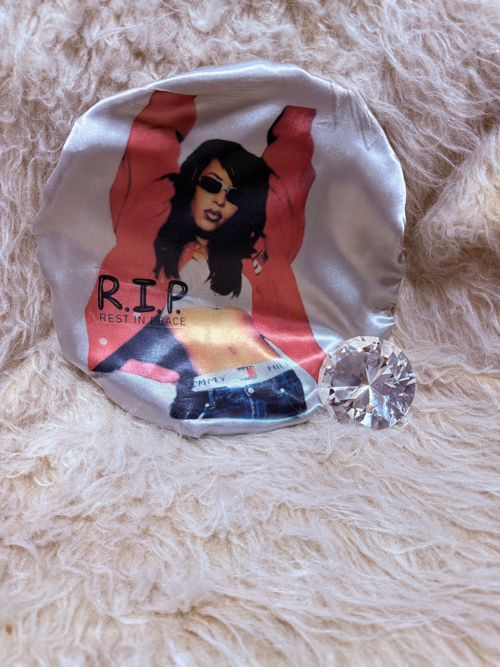Aaliyah R.I.P sliver Hair bonnet.